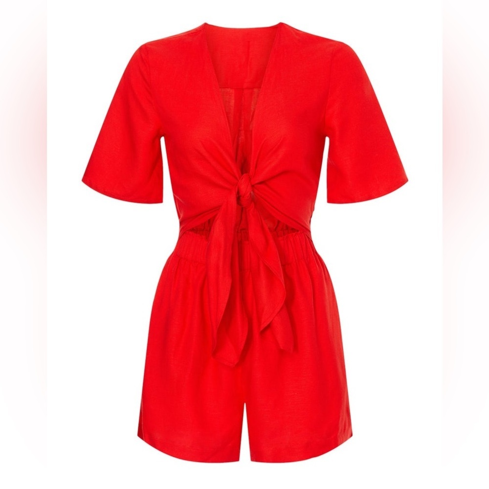 Thakoon Red Tie-Front Romper
